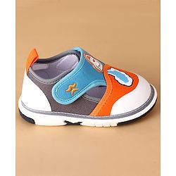 Cute Walk by Babyhug Velcro Closure Casual Shoes With Rocket Print & Applique - Yellow