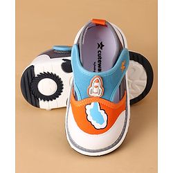 Cute Walk by Babyhug Velcro Closure Casual Shoes With Rocket Print & Applique - Yellow