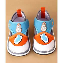 Cute Walk by Babyhug Velcro Closure Casual Shoes With Rocket Print & Applique - Yellow