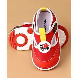 Cute Walk by Babyhug Velcro Closure Casual Shoes With Truck Applique - Navy Blue