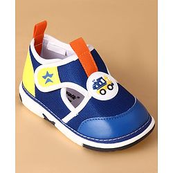 Cute Walk by Babyhug Velcro Closure Casual Shoes With Truck Applique - Navy Blue