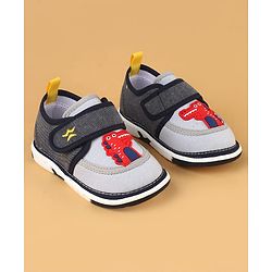Cute Walk by Babyhug Casual Shoes With Dino Applique & Velcro Closure - Grey