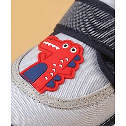 Cute Walk by Babyhug Casual Shoes With Dino Applique & Velcro Closure - Grey