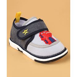Cute Walk by Babyhug Casual Shoes With Dino Applique & Velcro Closure - Grey