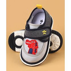Cute Walk by Babyhug Casual Shoes With Dino Applique & Velcro Closure - Grey