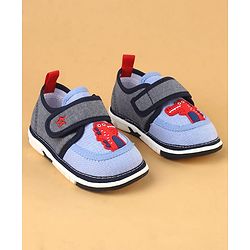 Cute Walk by Babyhug Casual Shoes With Dino Applique & Velcro Closure - Grey