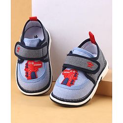Cute Walk by Babyhug Casual Shoes With Dino Applique & Velcro Closure - Grey