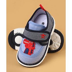 Cute Walk by Babyhug Casual Shoes With Dino Applique & Velcro Closure - Grey
