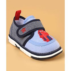 Cute Walk by Babyhug Casual Shoes With Dino Applique & Velcro Closure - Grey