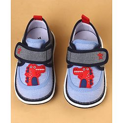Cute Walk by Babyhug Casual Shoes With Dino Applique & Velcro Closure - Grey