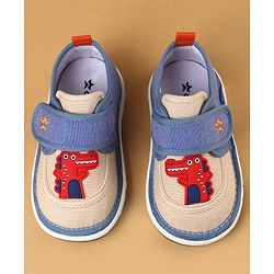 Cute Walk by Babyhug Casual Shoes With Dino Applique & Velcro Closure - Grey
