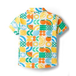 Babyhug 100% Cotton Single Jersey Knit Half Sleeves Co-ords Shirt & Shorts Set with Tropical Theme Print - Multicolor