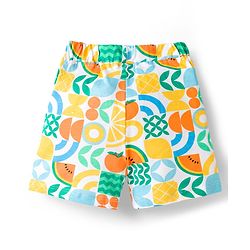 Babyhug 100% Cotton Single Jersey Knit Half Sleeves Co-ords Shirt & Shorts Set with Tropical Theme Print - Multicolor
