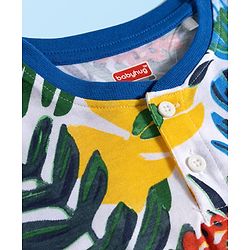 Babyhug Single Jersey Knit Half Sleeves T-Shirt & Shorts Set with Leaf Print - Blue