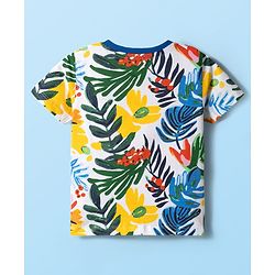 Babyhug Single Jersey Knit Half Sleeves T-Shirt & Shorts Set with Leaf Print - Blue