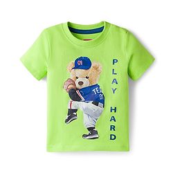 Babyhug Single Jersey Knit Half Sleeves T-Shirt & Shorts Set with Bear Print - Limegreen & Navy Blue