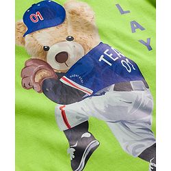 Babyhug Single Jersey Knit Half Sleeves T-Shirt & Shorts Set with Bear Print - Limegreen & Navy Blue