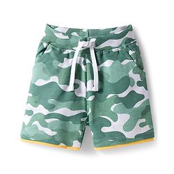 Babyhug Single Jersey Knit Half Sleeves Co-ords T-Shirt & Shorts Set with Bear Print & Camouflage - Multicolor