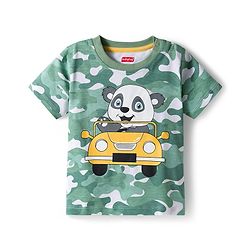Babyhug Single Jersey Knit Half Sleeves Co-ords T-Shirt & Shorts Set with Bear Print & Camouflage - Multicolor