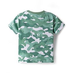 Babyhug Single Jersey Knit Half Sleeves Co-ords T-Shirt & Shorts Set with Bear Print & Camouflage - Multicolor
