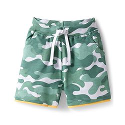 Babyhug Single Jersey Knit Half Sleeves Co-ords T-Shirt & Shorts Set with Bear Print & Camouflage - Multicolor