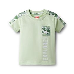 Babyhug Single Jersey Knit Half Sleeves T-Shirt & Shorts Set with Camouflage - Light Green