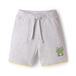 Babyhug Single Jersey Knit Half Sleeves T-Shirt & Shorts Set With Frog Print - Yellow & Grey