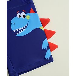Babyhug Dino Printed Swimming Trunk With Cap - Navy Blue