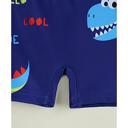 Babyhug Dino Printed Swimming Trunk With Cap - Navy Blue