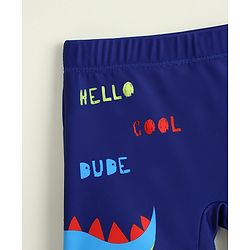 Babyhug Dino Printed Swimming Trunk With Cap - Navy Blue