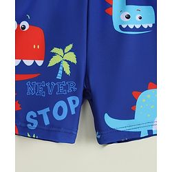 Babyhug Dino Printed Swimming Trunk With Cap - Blue