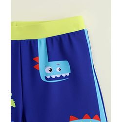 Babyhug Dino Printed Swimming Trunk With Cap - Blue