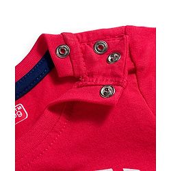 Babyhug Cotton Knit Full Sleeves Night Suit With Tiger Print - Red