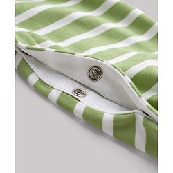 Babyhug Cotton Knit Full Sleeves Striped & Tiger Printed Sleepsuit - White & Green