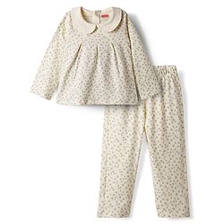 Babyhug Cotton Knit Full Sleeves Top & Pyjama Co-ord Night Suit With Star Print - Light Yellow