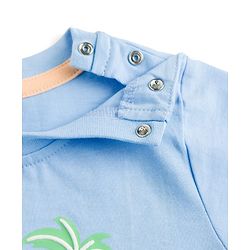 Babyhug Cotton Knit Half Sleeves T-Shirt With Beach Theme Print - Blue