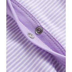 Babyhug Cotton Knit Full Sleeves Footed Sleep Suit with I Love Daddy Print & Stripe - Lavender