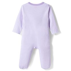 Babyhug Cotton Knit Full Sleeves Footed Sleep Suit with I Love Daddy Print & Stripe - Lavender