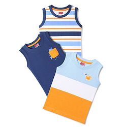 Babyhug Cotton Knit Tank T-Shirts Sleeveless with Graphics Pack of 3 -Multicolor