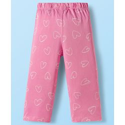 Babyhug Cotton Knit Half Sleeves Night Suit With Love Print - Pink