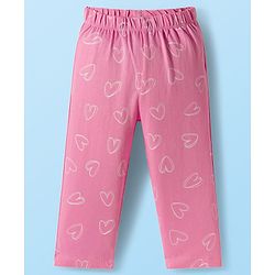 Babyhug Cotton Knit Half Sleeves Night Suit With Love Print - Pink