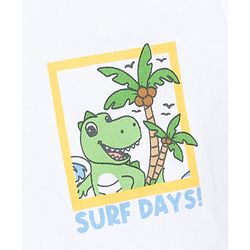 Babyhug Cotton Knit Half Sleeves T-Shirt With Front & Back Dino Print - White