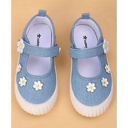 Cute Walk by Babyhug Casual Shoes With Velcro Closure & Floral Applique - Blue