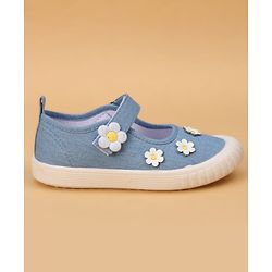 Cute Walk by Babyhug Casual Shoes With Velcro Closure & Floral Applique - Blue