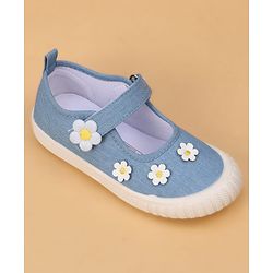 Cute Walk by Babyhug Casual Shoes With Velcro Closure & Floral Applique - Blue