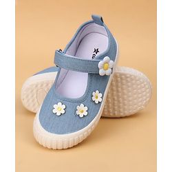 Cute Walk by Babyhug Casual Shoes With Velcro Closure & Floral Applique - Blue