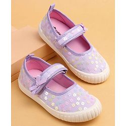Cute Walk by Babyhug Casual Shoes With Floral Applique - Purple