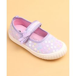 Cute Walk by Babyhug Casual Shoes With Floral Applique - Purple