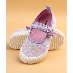 Cute Walk by Babyhug Casual Shoes With Floral Applique - Purple