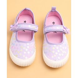 Cute Walk by Babyhug Casual Shoes With Floral Applique - Purple